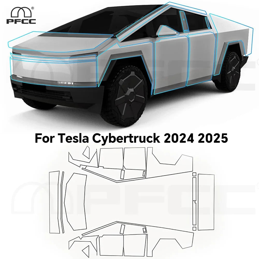 Precut Clear PPF for Tesla Cybertruck (2024–2026) | TPU Anti-Scratch Paint Protection Film