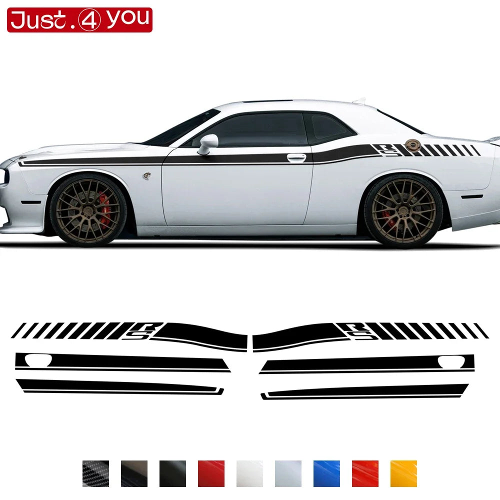 Dodge Challenger Body Side Accent Stripe Decal Kit – Door & Waist Line Graphic | 2008–2023 RS | 8 Premium Finishes