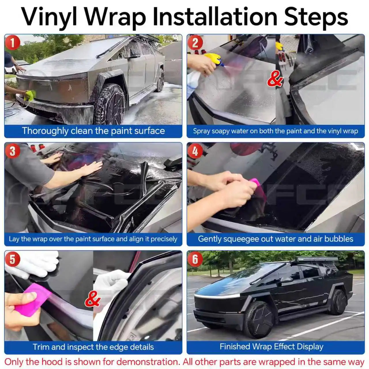 Precut Color Change PPF for Tesla Cybertruck (2024–2026) | DIY Black & Glacier Blue PET Film