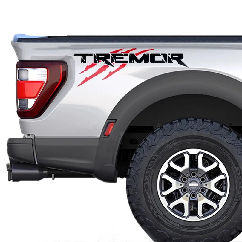 Off-Road Mountain Scratch Bedside Decal for Ford F-150 Tremor / Ranger / F-250 / F-350 | Orange Vinyl Pair