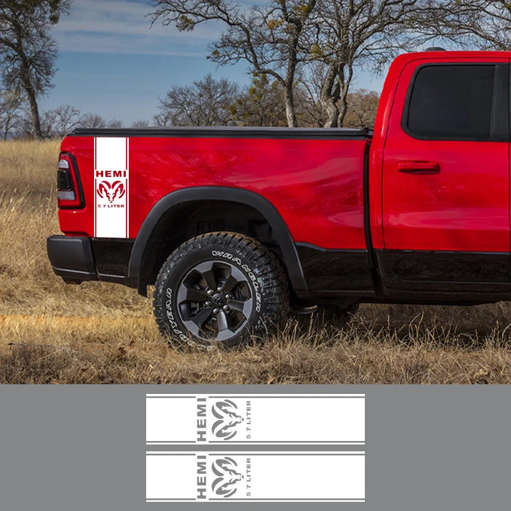 Back Door & Side Decal for Dodge RAM 1500 / 2500 HEMI Rebel 5.7L | Custom Vinyl Truck Sticker