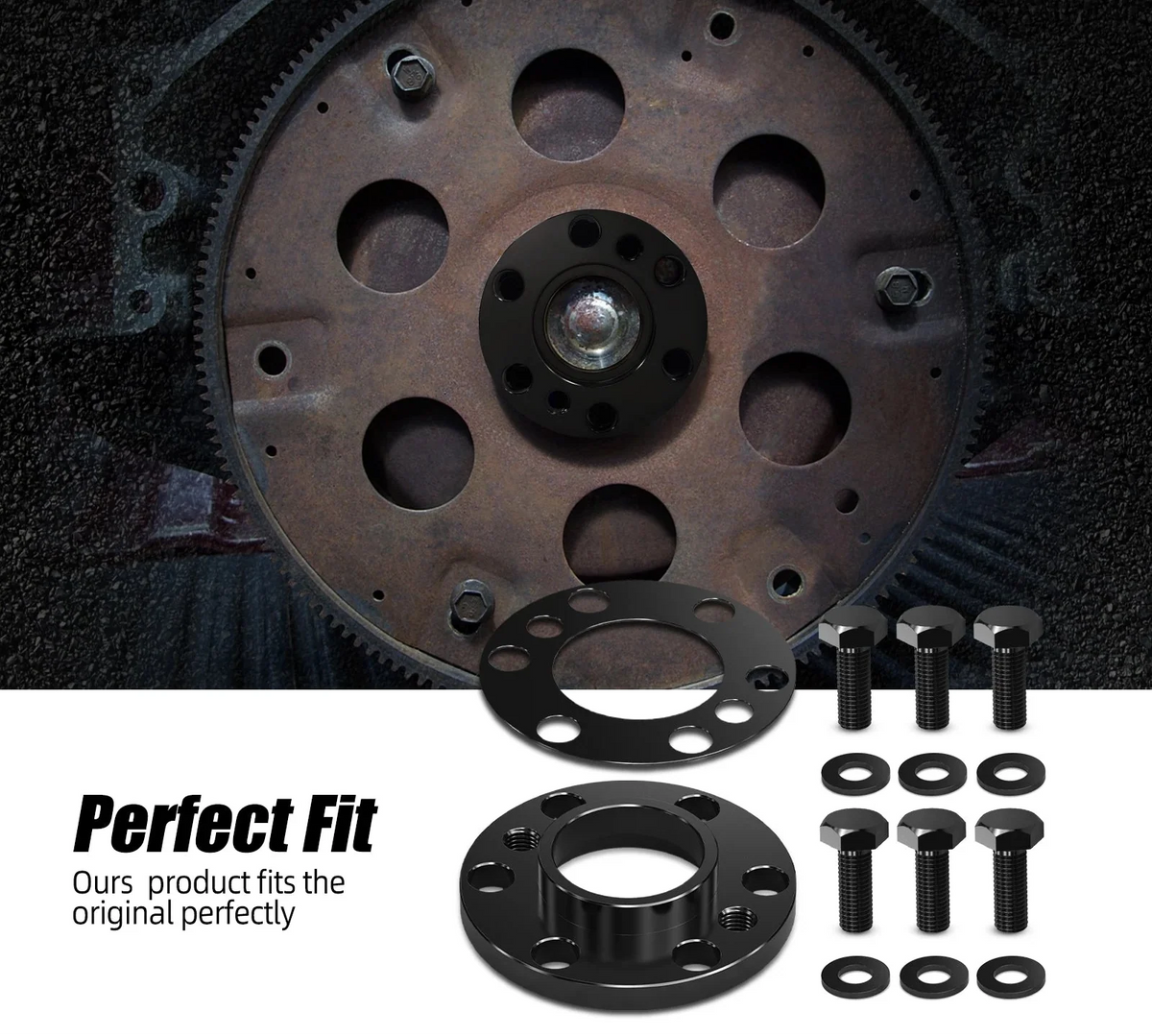 LS Short Crank Flexplate Spacer with Bolts for LS1 / LS2 / LS3 / LS6 / LS7 & GM 5.3L / 5.7L / 6.0L / 6.2L to SBC Transmission Adapter (Replaces 12563532 / 12563533)