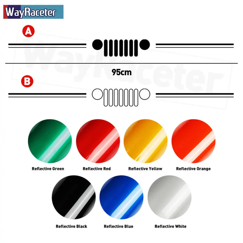 Jeep Wrangler & Gladiator Reflective Grill & Windshield Decal – Vinyl Window Graphic | JK JL, Gladiator, Renegade