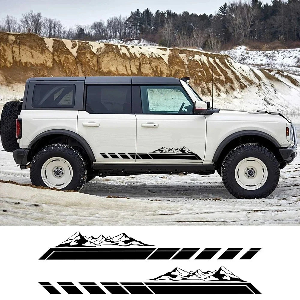 Mountain Peak Off-Road Vinyl Decal for Suzuki Jimny & Ford Bronco | 2-Piece Body Sticker