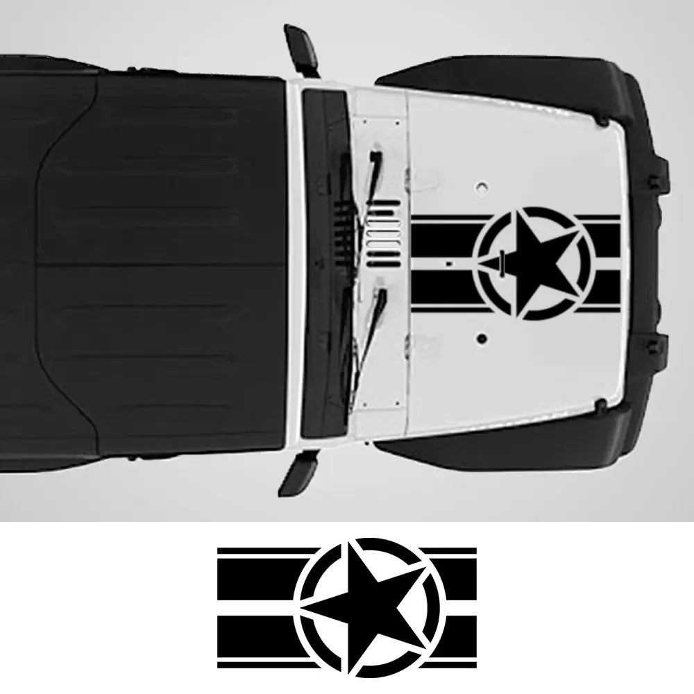 Jeep Hood Cover Decal – Pentagram Star Vinyl Sticker | Wrangler JK JL TJ, Renegade, Patriot, Trailhawk, Rubicon