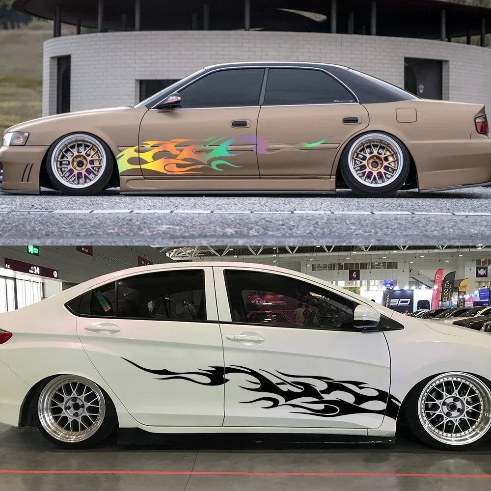 Flame Graphics Side Body Sticker | 2-Piece Universal Vinyl Sports Racing Decal