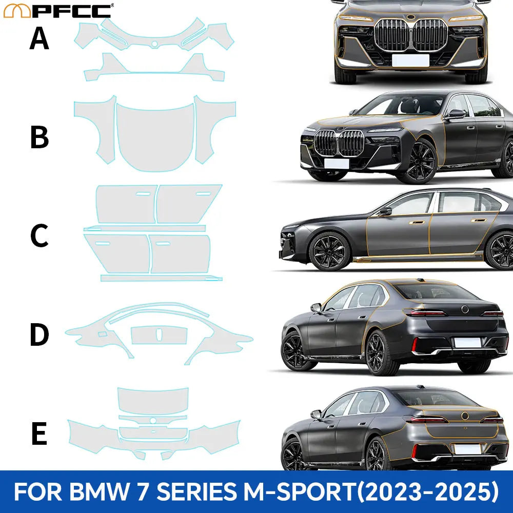 Precut PPF for BMW 7 Series G70 / M Sport (2023–2025) | TPU Paint Protection Film Clear Bra