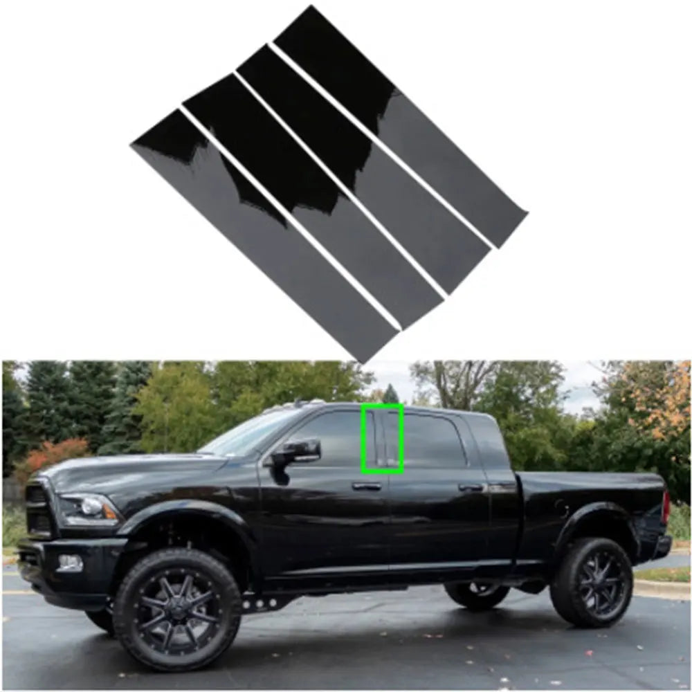 Gloss Black Pillar Post Trim Cover – Dodge Ram 1500 2500 3500 (2009–2018)