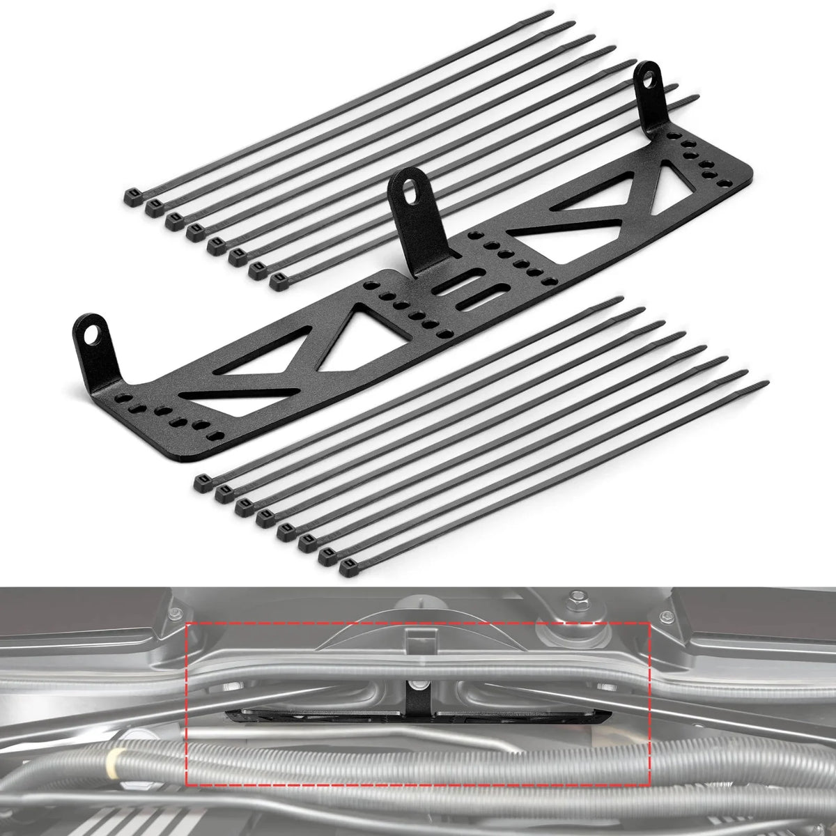 BMW E81 / E82 / E87 / E88 1 Series & E90 / E91 / E92 / E93 3 Series Steel Wiring Harness Mounting Bracket Kit for Cowl Delete Engine Bay (2005 - 2013)