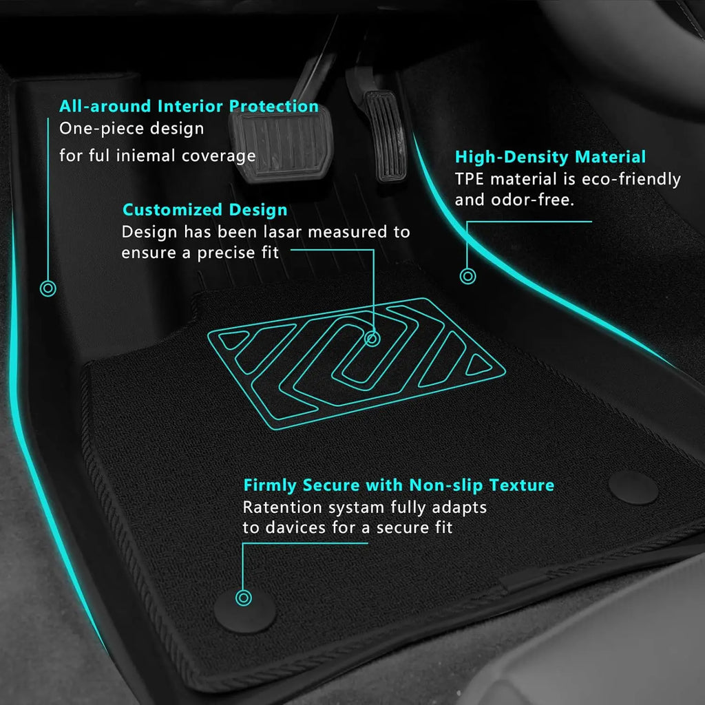 TPE Floor Mats & Luggage Mat for Tesla Model Y Juniper Premium / Performance (2025+) | All-Weather Set