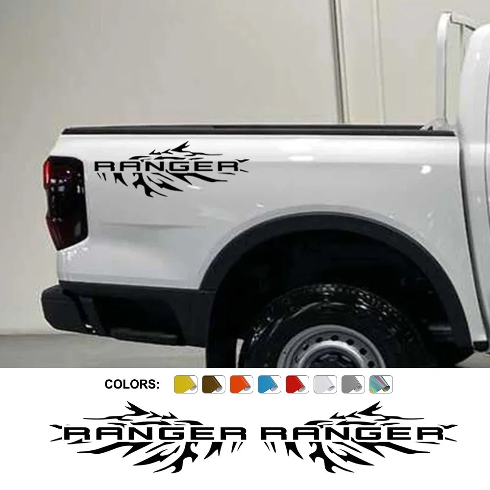 Splash Bed Side Decal for Ford Ranger Raptor XL / XLT / Lariat | 2-Piece Matte Vinyl Truck Graphic