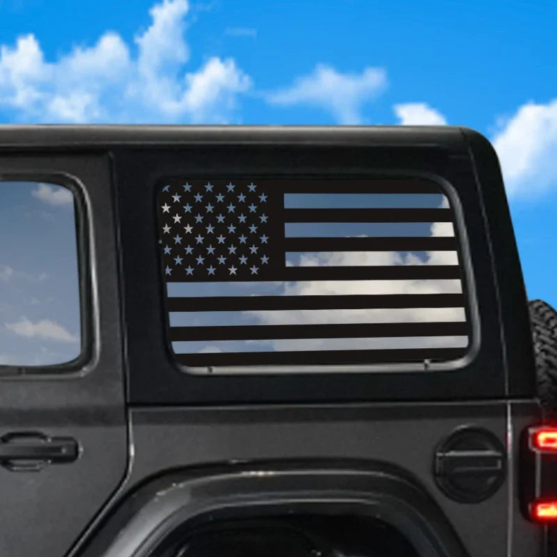 USA Flag Rear Window Decorative Decal for Jeep Wrangler (2021–2024) | Vinyl Cover Sticker