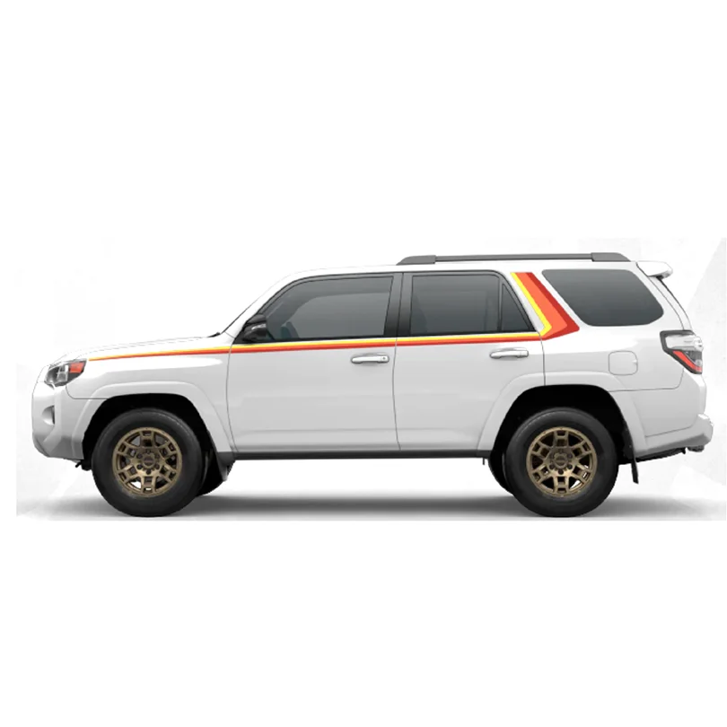 Retro Tri-Color Red & Orange Stripe Decal for Toyota 4Runner | Full Body Side Vinyl Graphics Kit