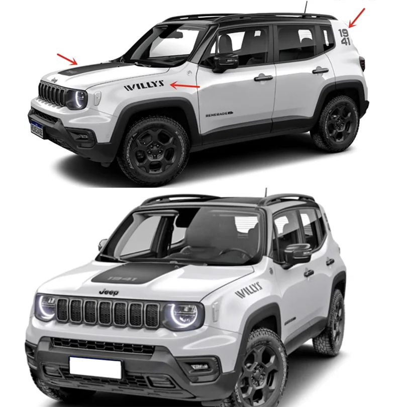 1941 Heritage-Style Hood Scoop Decal for Jeep Renegade (2016–2025) | Precut Vinyl Graphics