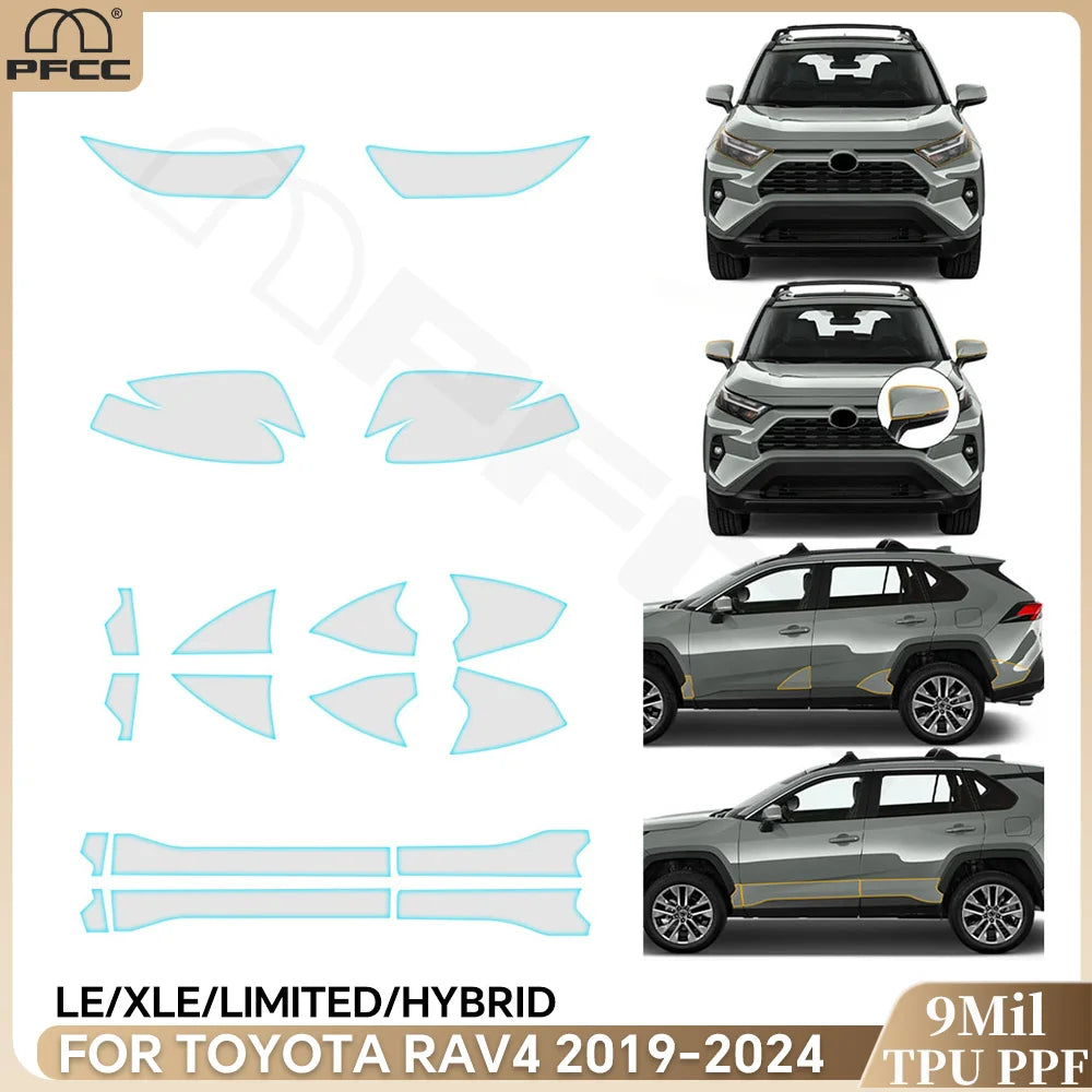 Precut PPF for Toyota RAV4 Hybrid XA50 (2019–2025) | TPU Headlight, Door & Mirror Protection