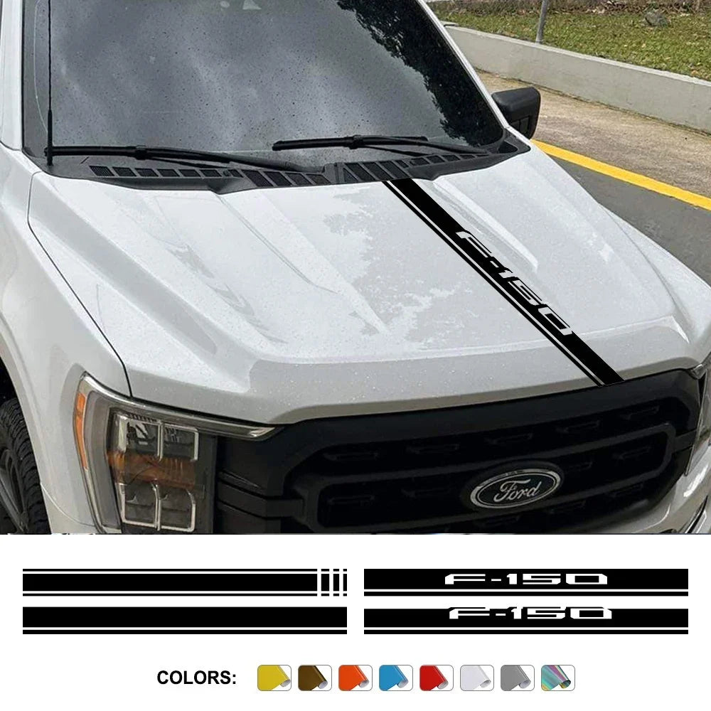 Hood Stripe Cover Decal for Ford F-150 / Raptor / Limited | Vinyl Truck Bonnet Sticker
