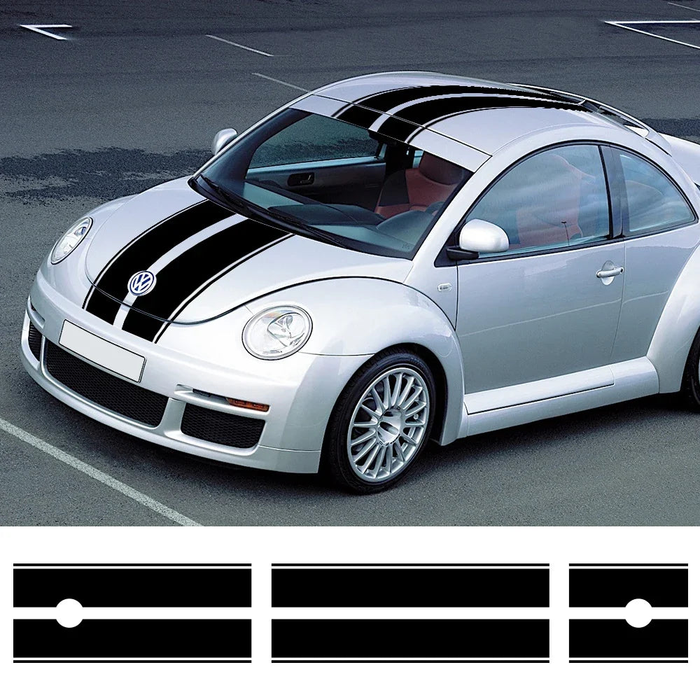 Hood, Roof & Trunk Racing Stripe Kit | Full-Length Vinyl Decal for Cars & Trucks