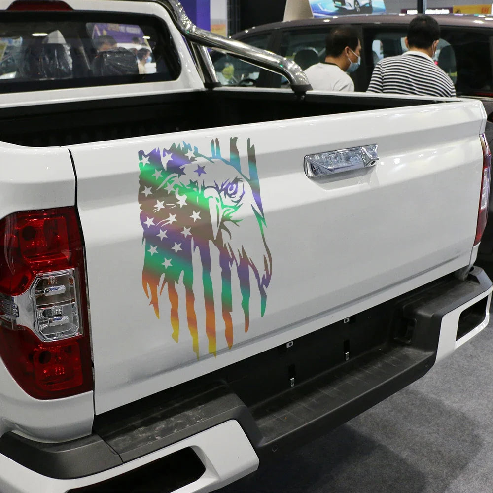 American Bald Eagle Flag Tailgate Decal – Pickup Truck Vinyl Sticker | Ford F-150, Tacoma, Hilux, D-Max, Dodge Ram