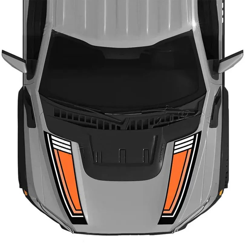 Custom Matte Black Engine Hood Stripe Kit | Front Graphics for Ford Raptor / Mustang