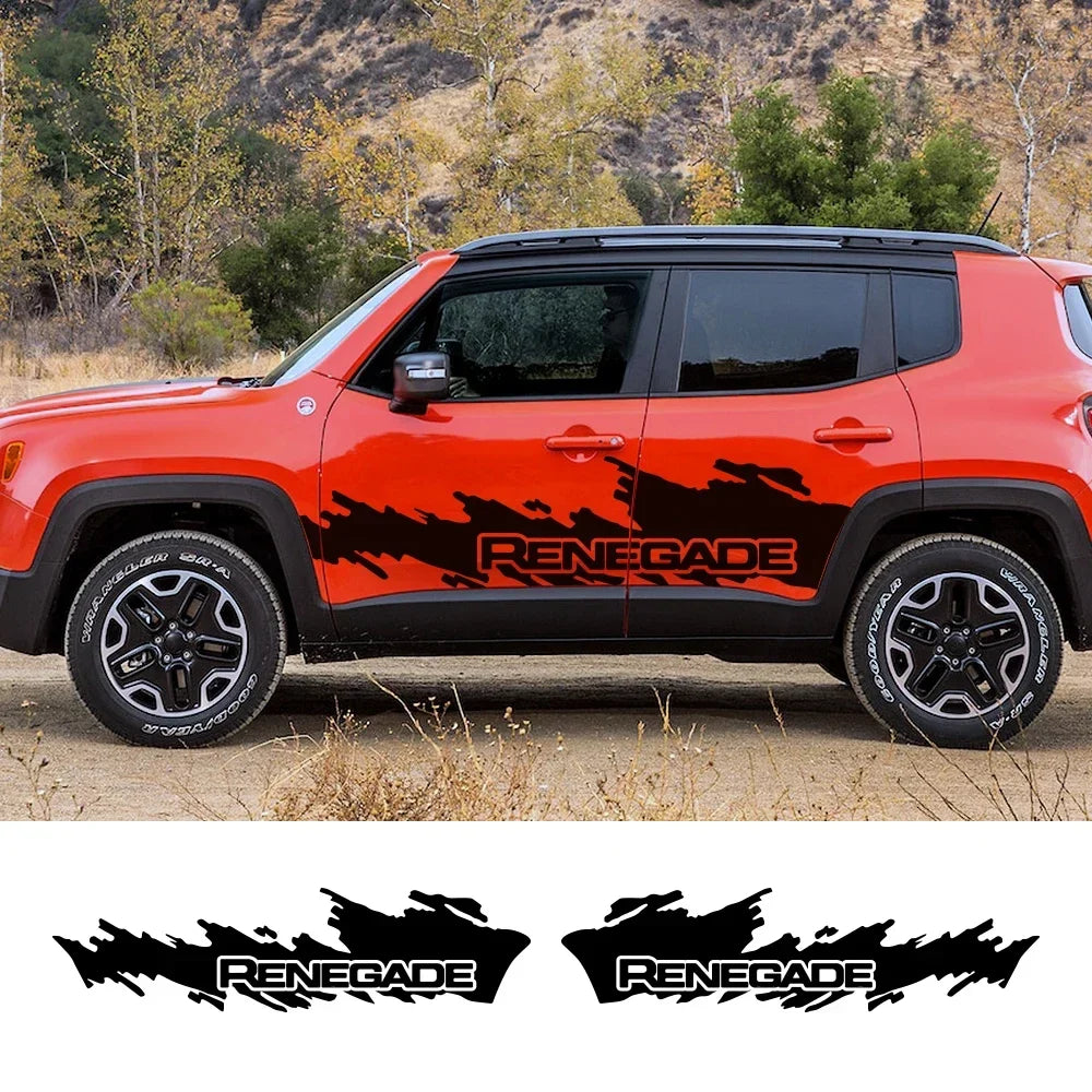 Splash Motor Door Side Skirt Decal for Jeep Renegade / JK | 2-Piece Vinyl Film Graphic