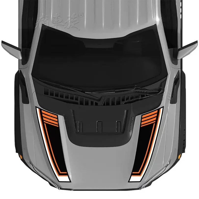 Custom Matte Black Engine Hood Stripe Kit | Front Graphics for Ford Raptor / Mustang