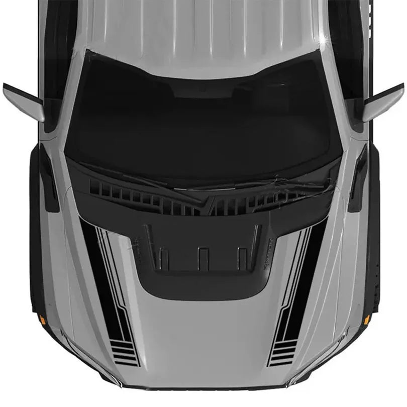 Custom Matte Black Engine Hood Stripe Kit | Front Graphics for Ford Raptor / Mustang