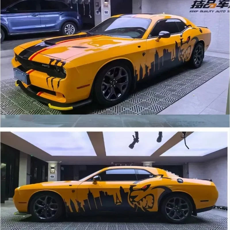 Dodge Challenger SRT Custom Body Side Vinyl Decal Kit – Full Door & Waist Line Sport Graphic | Tailor-Made Fit