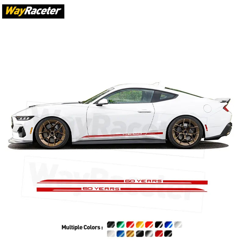 Carbon Fiber Door Side Stripe Skirt Decal for Ford Mustang (2020+) | Vinyl Sticker