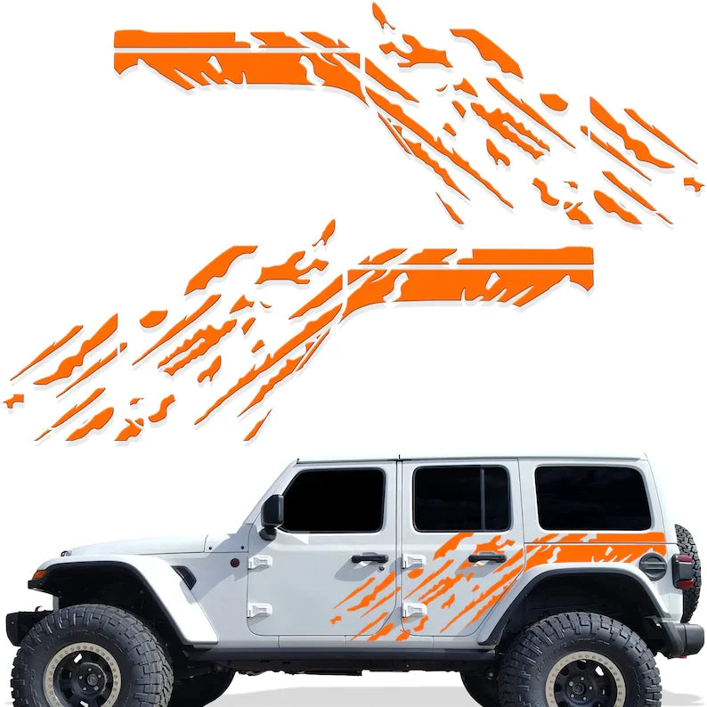 Jeep Wrangler JL 4-Door "Splash" Side Graphics Kit – 3M Vinyl Decal Wrap | 2018–2021 | Both Sides | 5 Colors