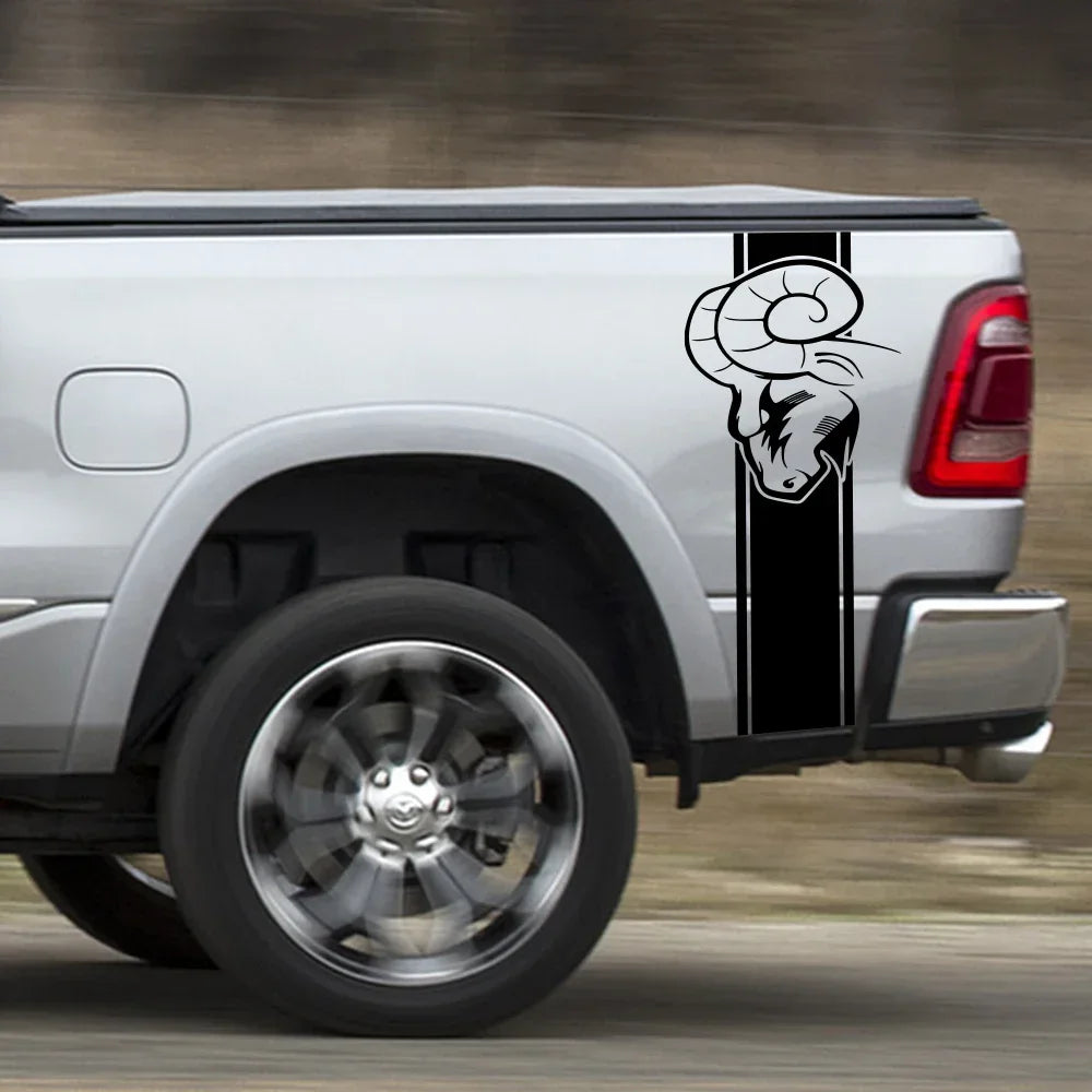 Dodge RAM Bed Side Graphic Kit – Pickup Truck Vinyl Decal Set (2 Pcs) | 1500, 2500, 3500, Rebel, TRX | 12 Finishes