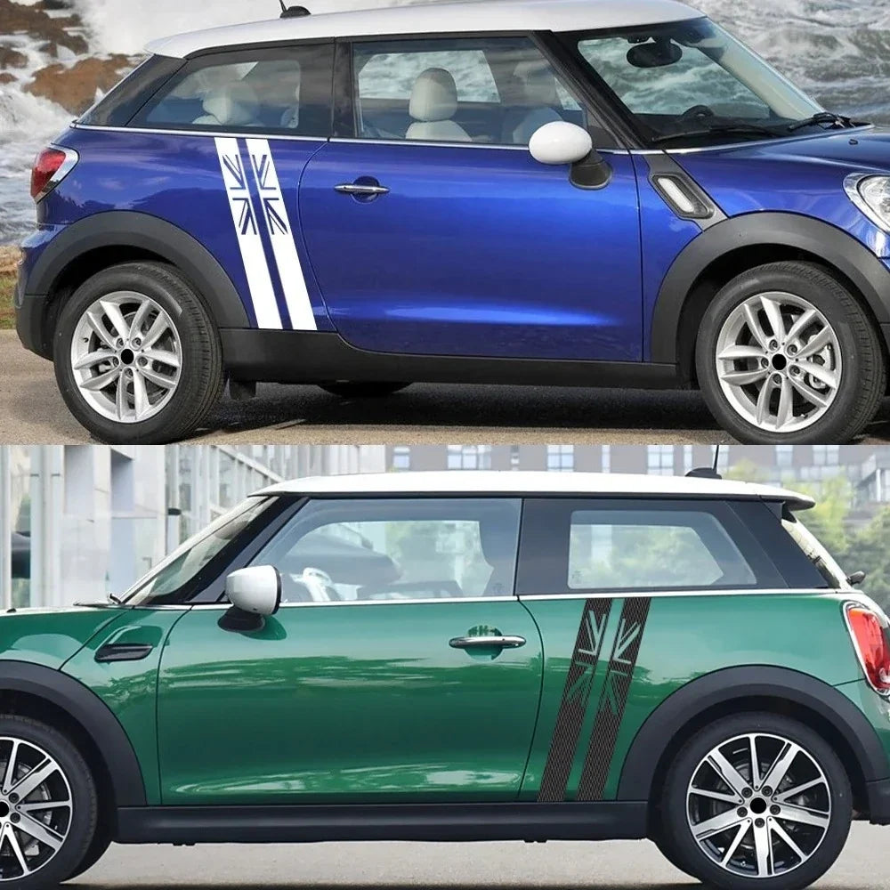 Union Jack Door Side Stripe Decal for Mini Cooper S (R55, R56, F55, F54, F60, R57, R59) | England Flag Vinyl