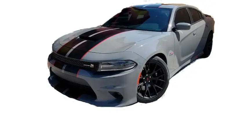 Twin Two-Tone Rally Stripe Body Decal for Dodge Charger (2005+) | Full-Body KK Vinyl Kit