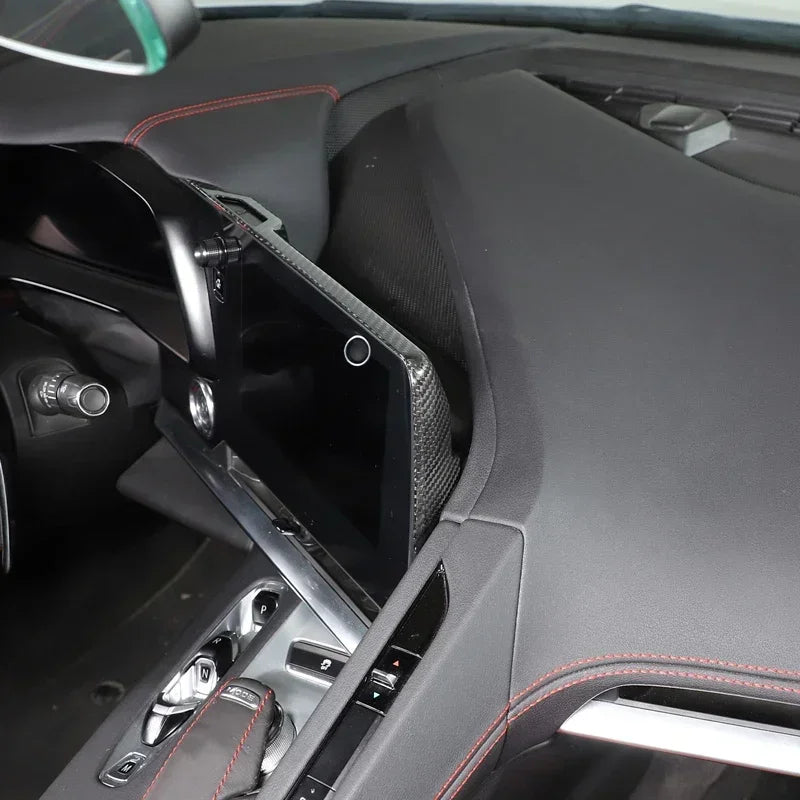 Real Carbon Fiber Navigation Screen Surround Trim for Corvette C8 Coupe / Z06 / Z51 (2020–2025)