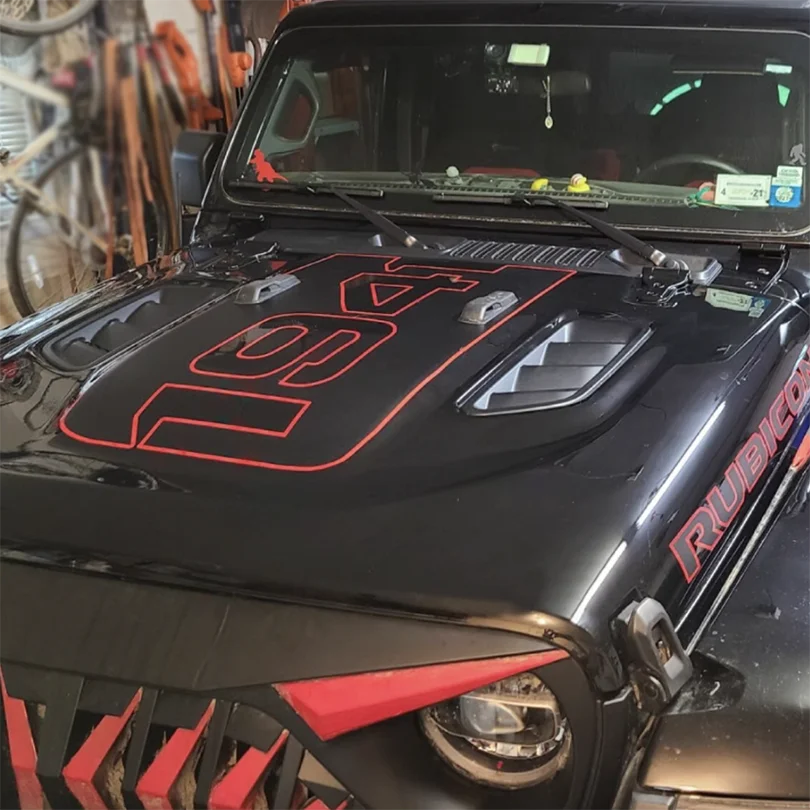 Jeep Wrangler & Gladiator Hood Decal – 1941 Matte Vinyl Blackout Wrap | JL JT 4xe (2018–2024)