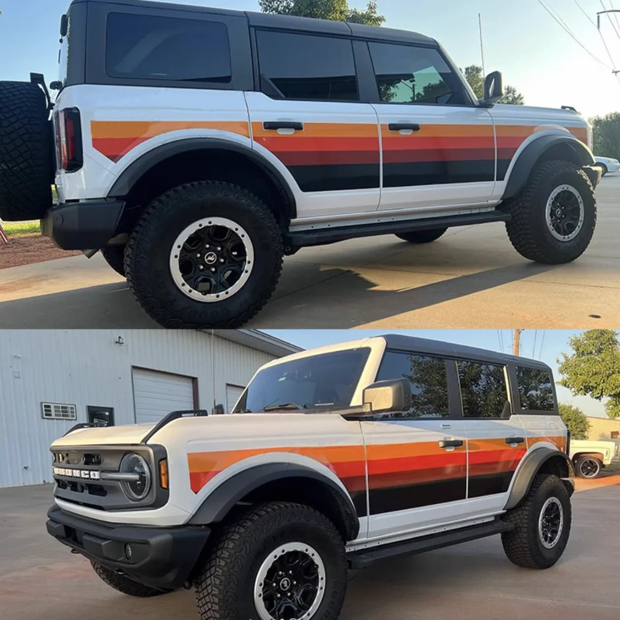 Retro Sunset Orange Waistline Stripe Decal for Ford Bronco | Custom Precut Vinyl Overlay