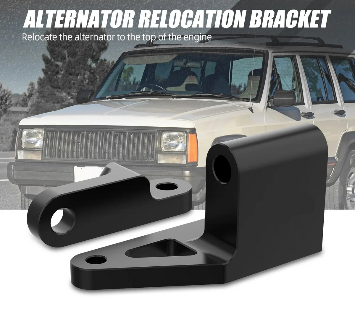 Jeep Wrangler TJ & Cherokee XJ 4.0L Inline-6 Billet Aluminum Alternator Relocation Bracket Kit 1996 - 2002