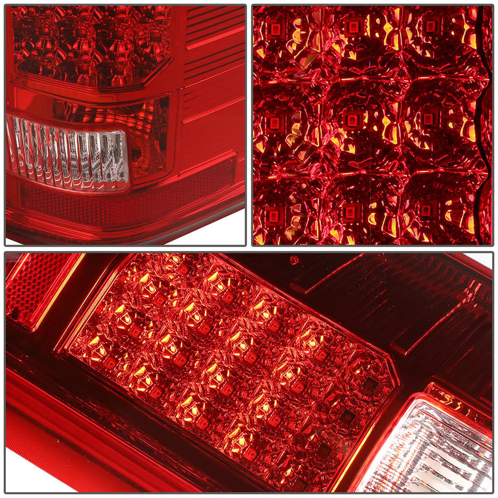 2007-2014 Chevrolet Silverado GMC Sierra LED Tail Lights Chrome Red