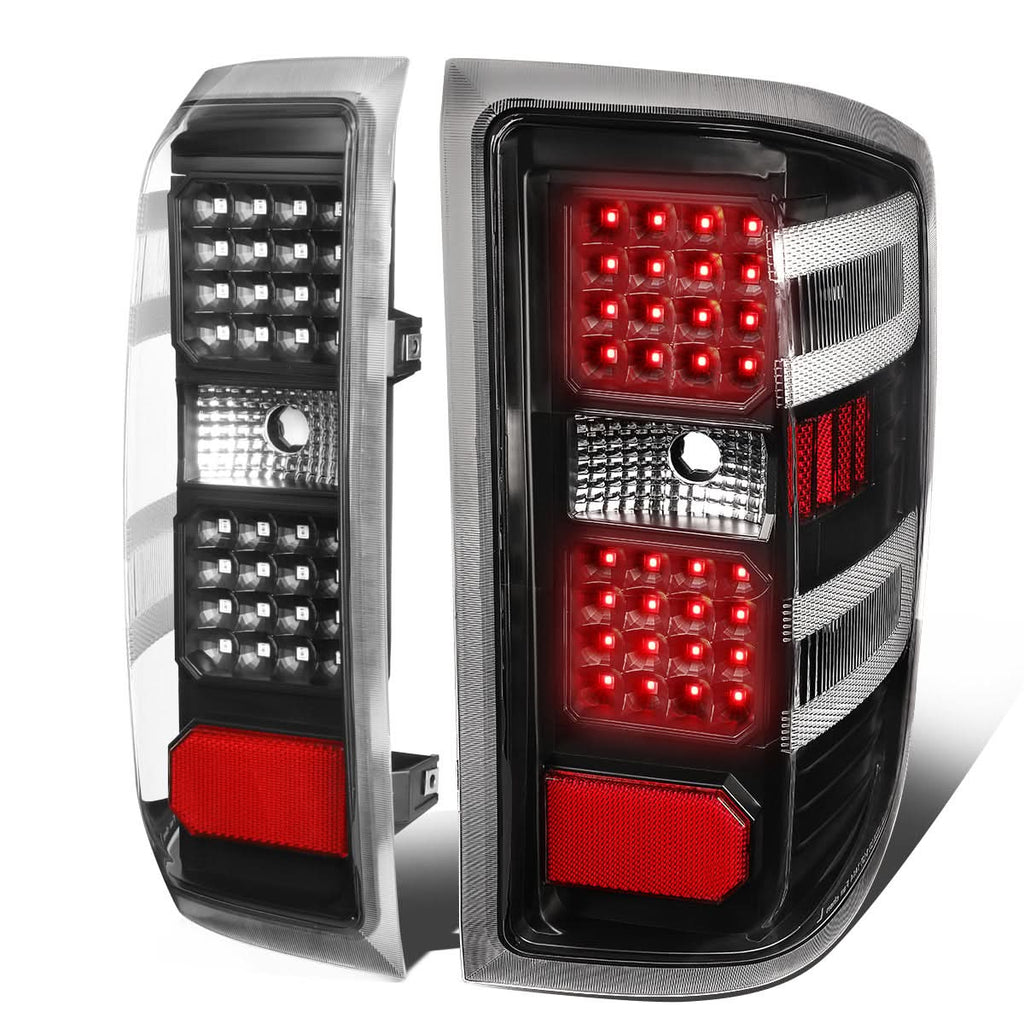 14-19 Chevy Silverado & GMC Sierra Dual LED Tail Lights Black/Clear