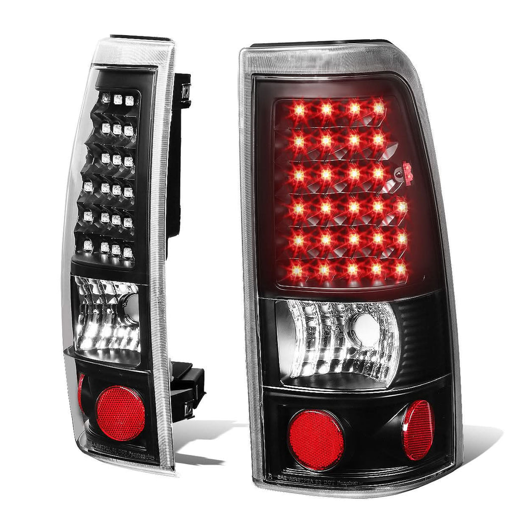 99-03 Chevrolet Silverado GMC Sierra LED Tail Lights Black Clear