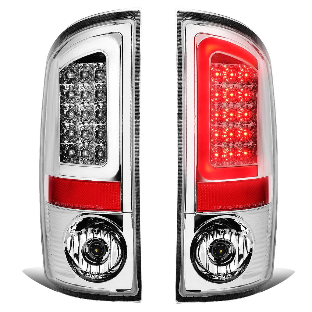 02-06 Dodge Ram C-Bar U-Halo LED Tail Lights Chrome Clear