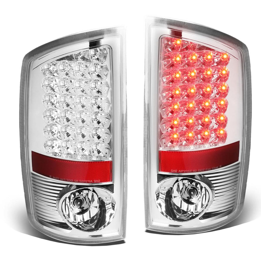 02-06 Dodge Ram 1500 2500 3500 LED Tail Lights - Chrome/Clear