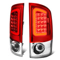 07-09 Dodge Ram C-Bar 3D U-Halo LED Tail Lights Chrome Red