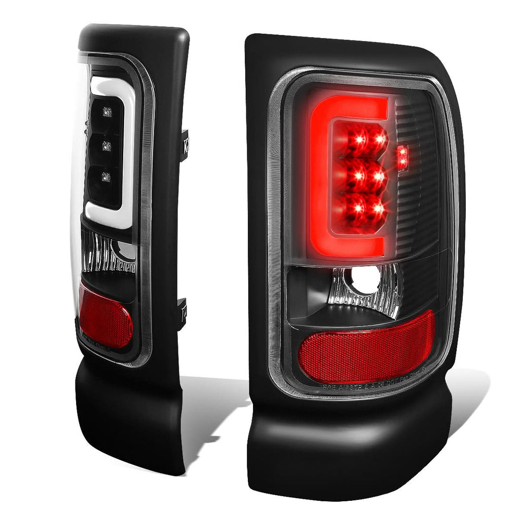 94-02 Dodge Ram C-Bar 3D U-Halo LED Tail Lights Black/Clear