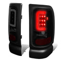 94-02 Dodge Ram C-Bar 3D U-Halo LED Tail Lights Black Smoke