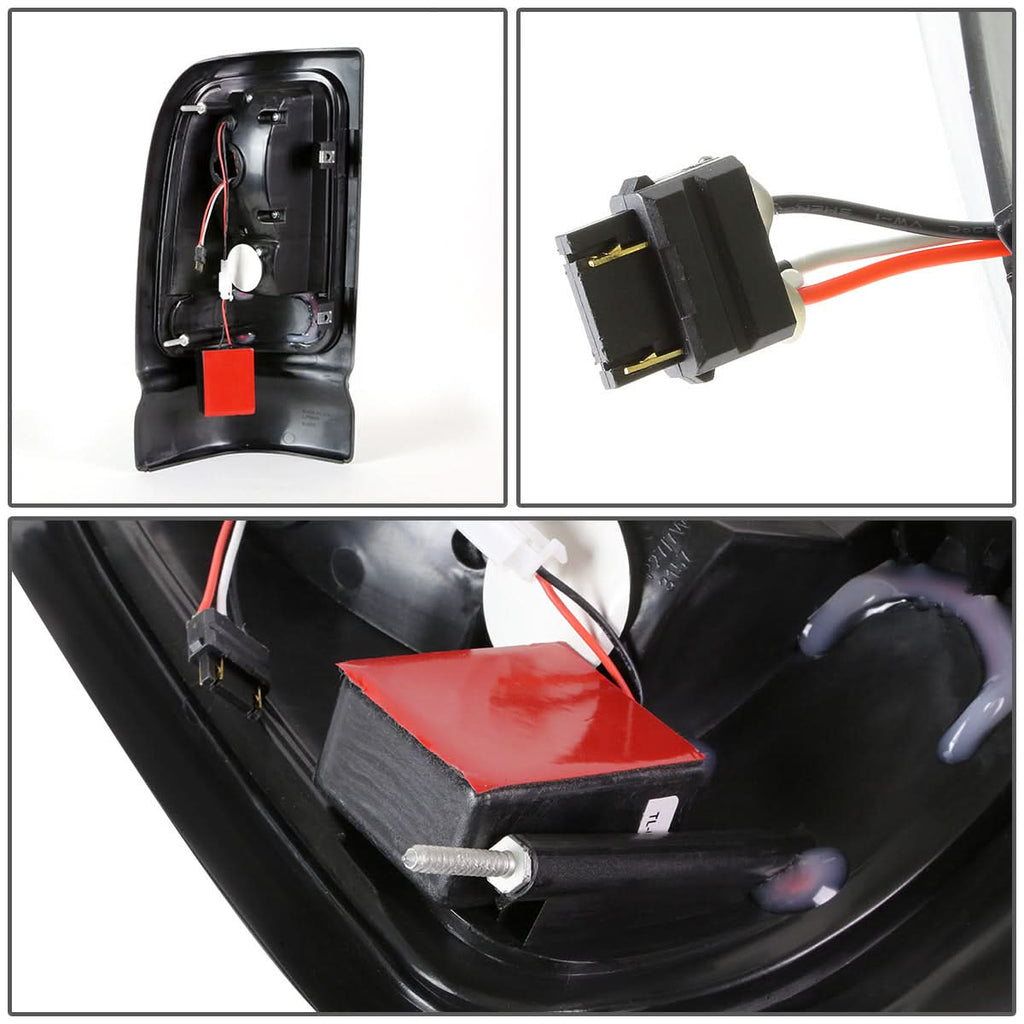 94-02 Dodge Ram C-Bar 3D U-Halo LED Tail Lights Black Smoke