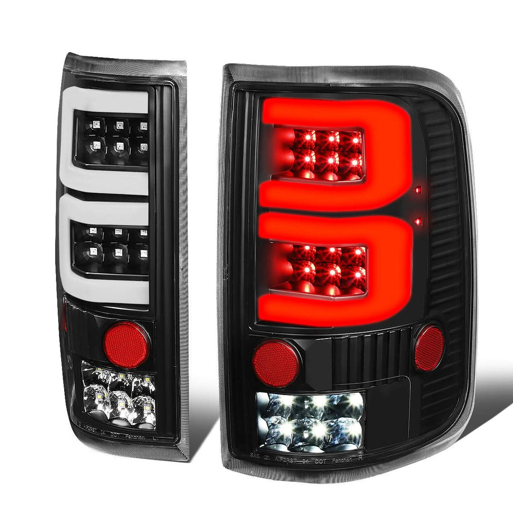 04-08 Ford F-150 3D Style Dual C-Bar LED Tail Lights - Black/Clear