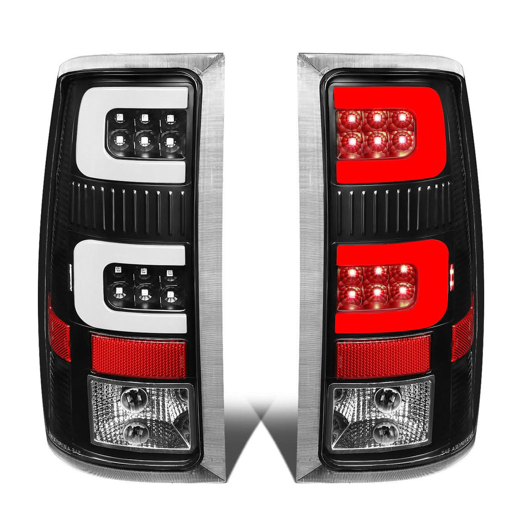 07-14 GMC Sierra 3D LED Tail Lights Black Clear