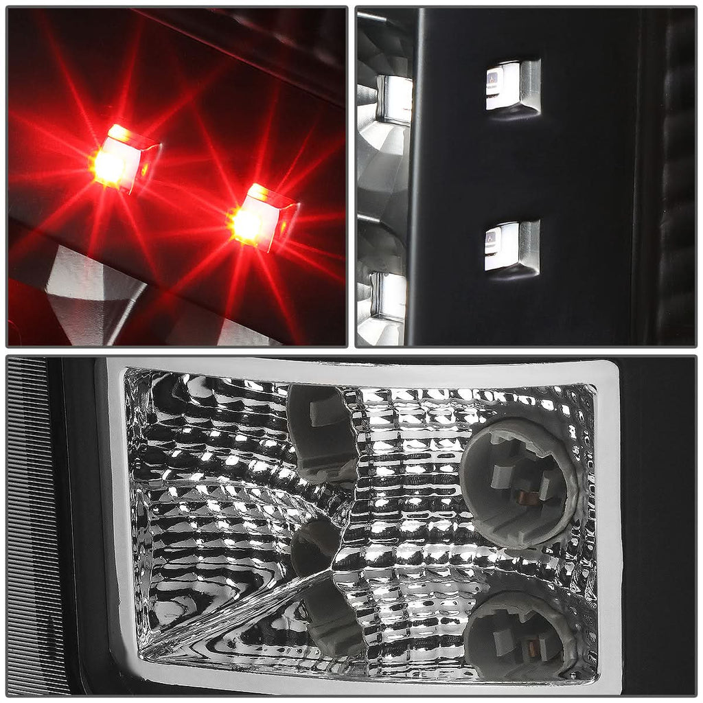 07-14 GMC Sierra LED Tail Lights Black Clear
