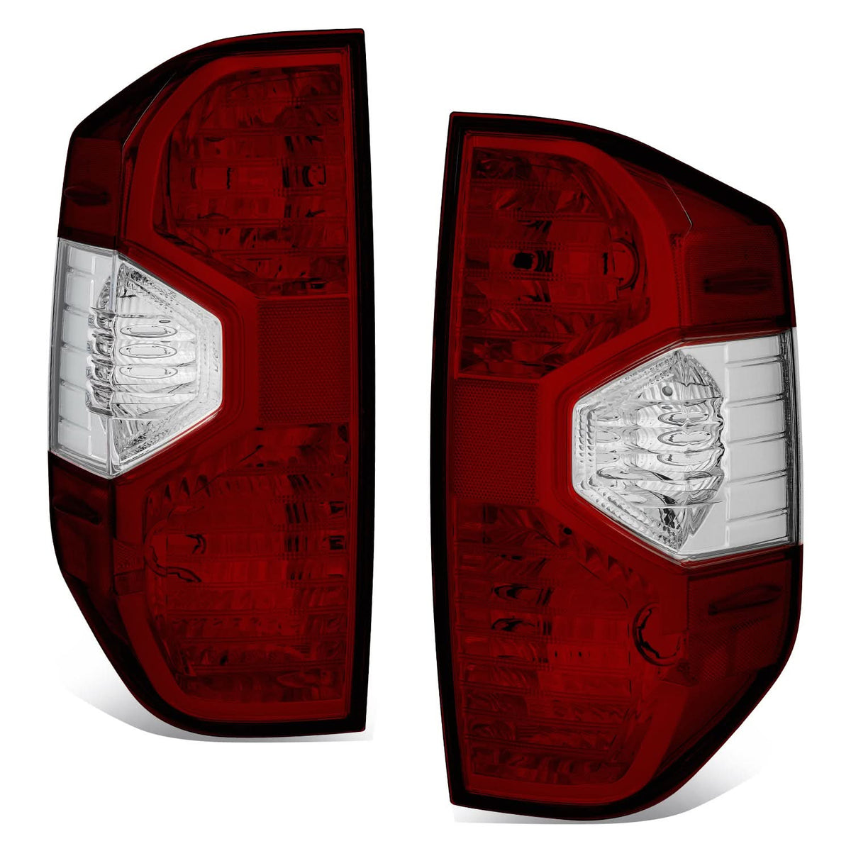 14-21 Toyota Tundra Dark Red Clear Lens Tail Light Set