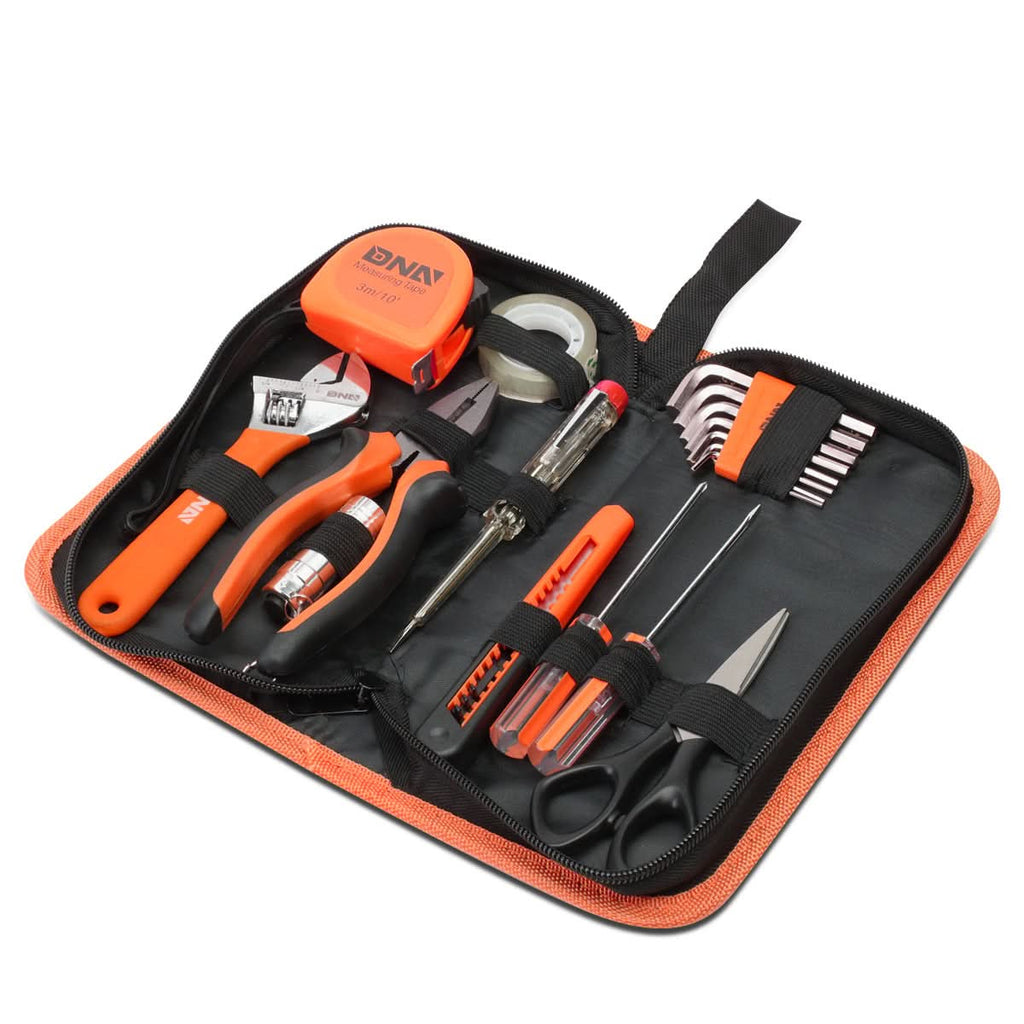 18-Piece Tool Set with Storage Box - Black Orange